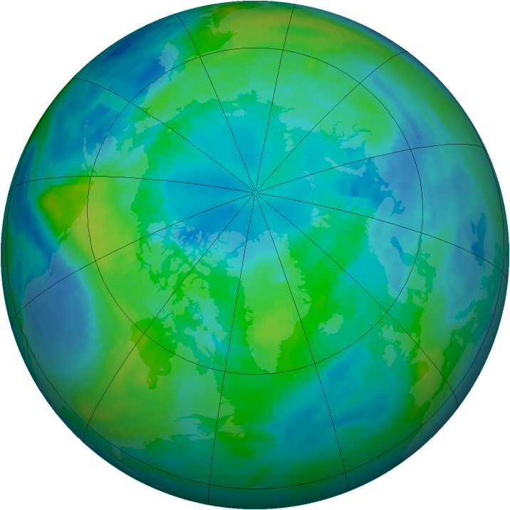 Arctic ozone map for 15 October 1991